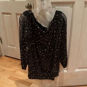 Elegant Olive Leopard Print Long Sleeve Top